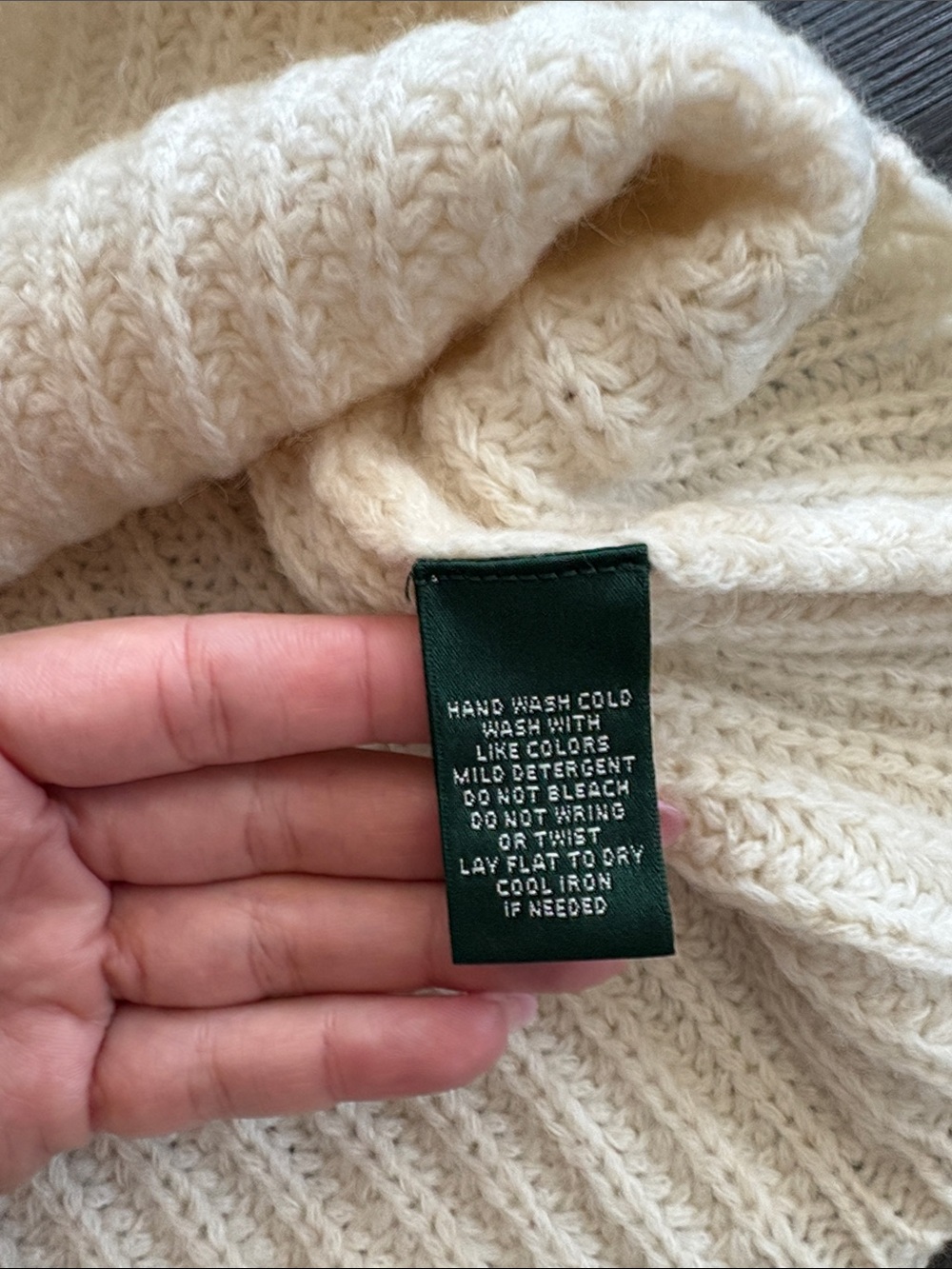 Ralph Lauren wool & alpaca chunky Cream Turtleneck Knit Sweater large - Picture 3 of 12